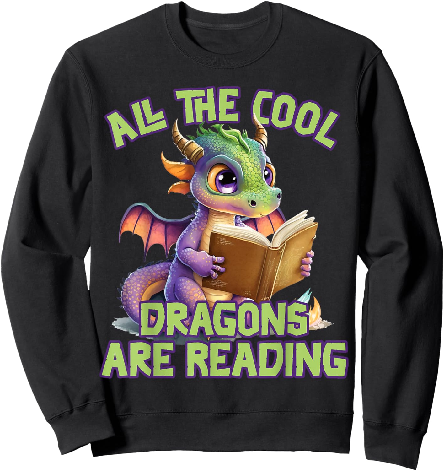 All The Cool Dragons Are Reading Dragon Teacher Sweatshirt - Sweatshirt | Black