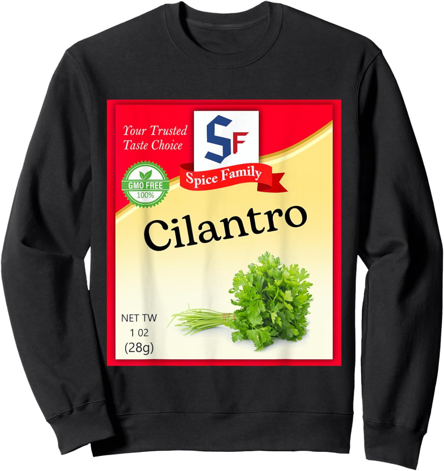 Cilantro Condiment Costume Holiday Spice Costumes Sweatshirt - Sweatshirt | Black