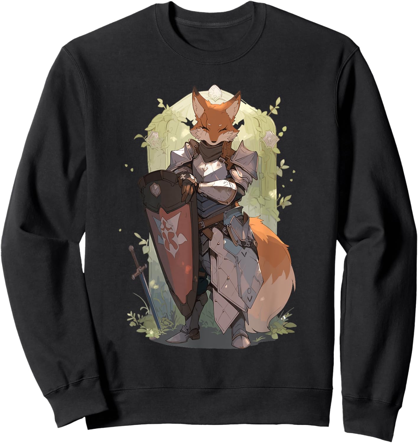 Fantasy Fox Paladin Sweatshirt - Sweatshirt | Black