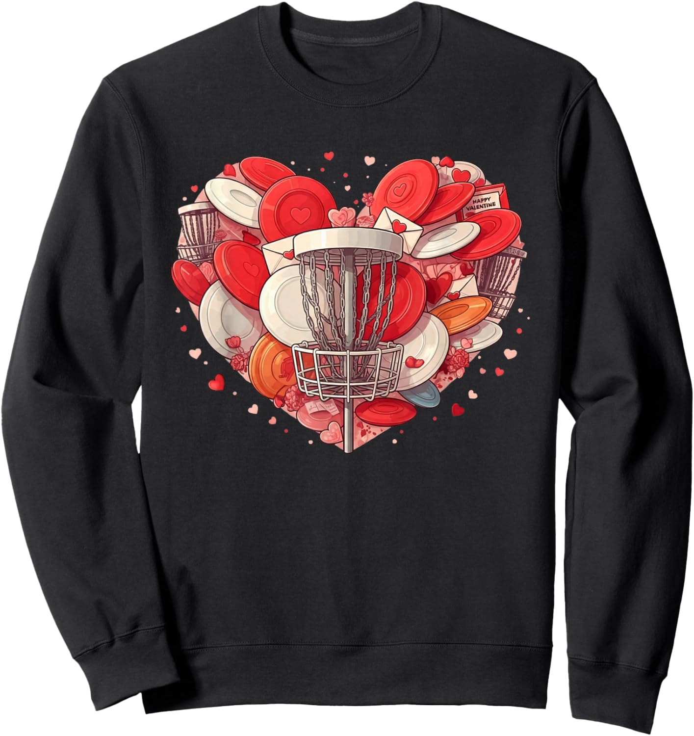 Funny Disc Golf Heart Valentine Disc Golf Kids Sweatshirt - Sweatshirt | Black