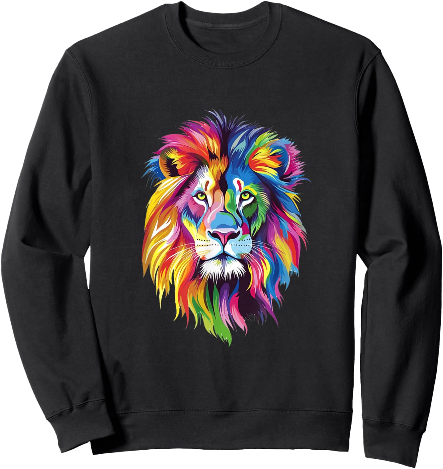 Vibrant Rainbow Lion Art for Bold Animal Lovers Sweatshirt - Sweatshirt | Black