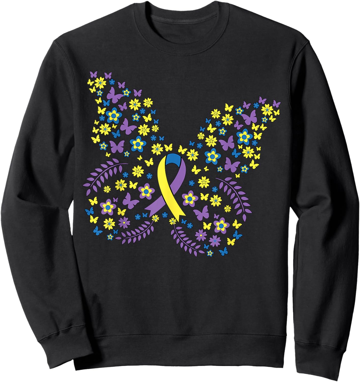 Butterfly Bladder Cancer Awareness Survivor Ribbon Sweatshirt - Sweatshirt | Black