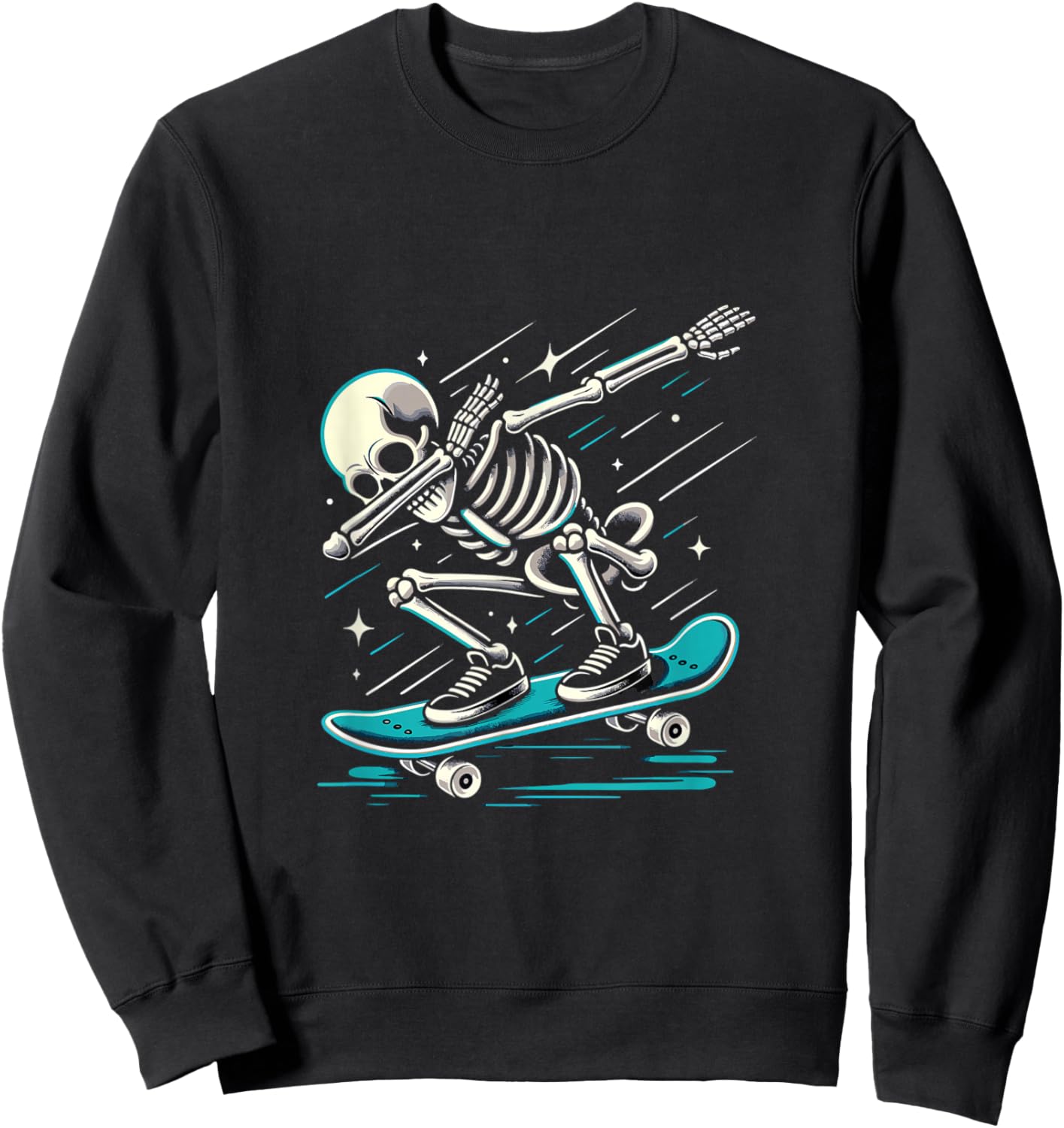 Dabbing Skeleton Skater skateboard lover Sweatshirt - Sweatshirt | Black