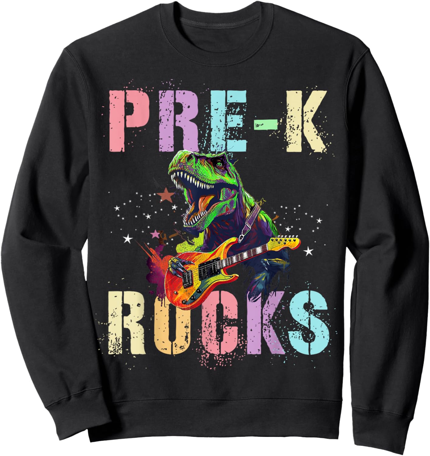 Cute PRE-K ROCKS Teacher Squad PreK Little ABCD Rockstars Women Girls Kids Sweatshirt - Sweatshirt | Black