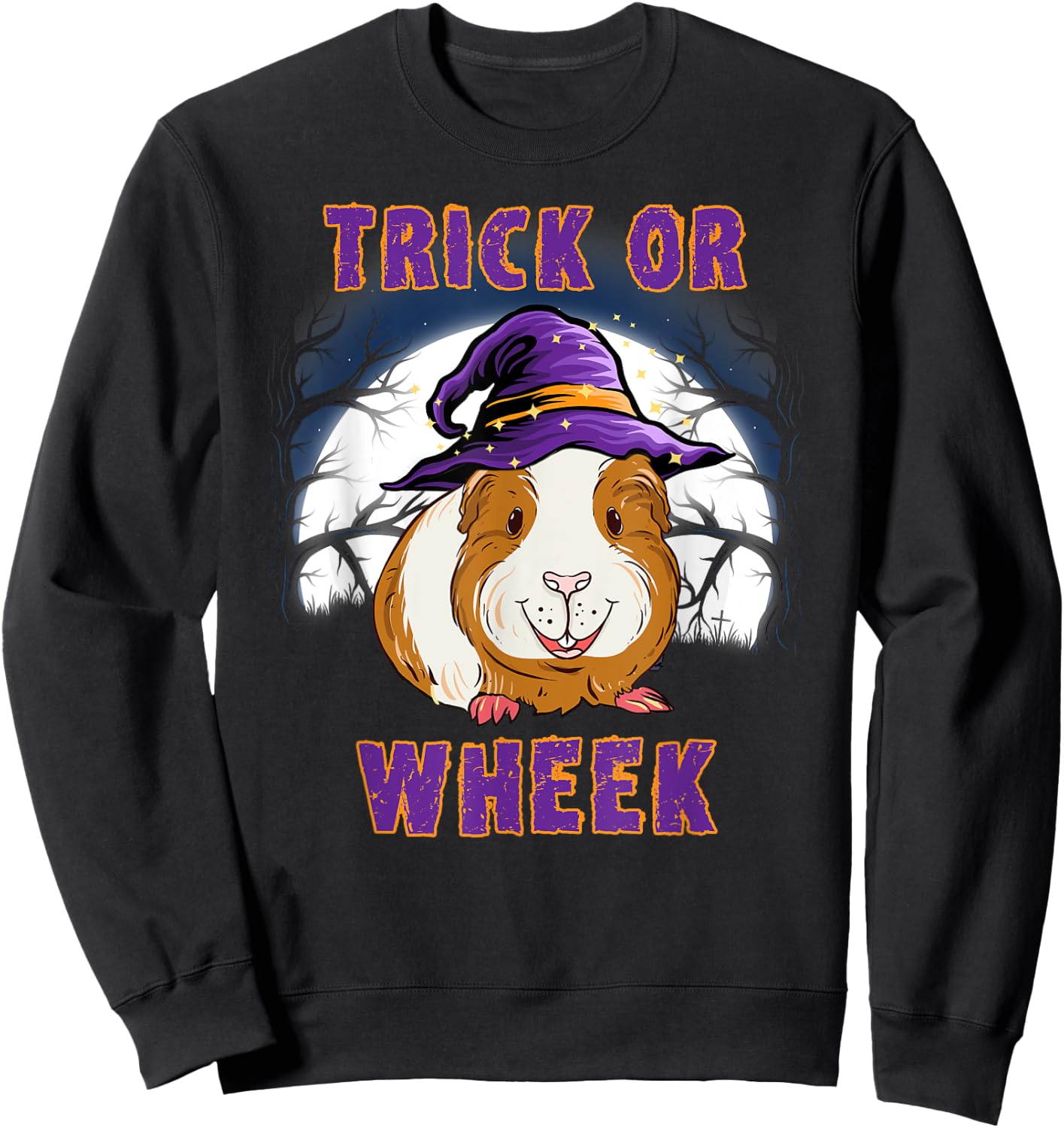 Trick Or Wheek Guinea Pig Halloween Sweatshirt - Sweatshirt | Black