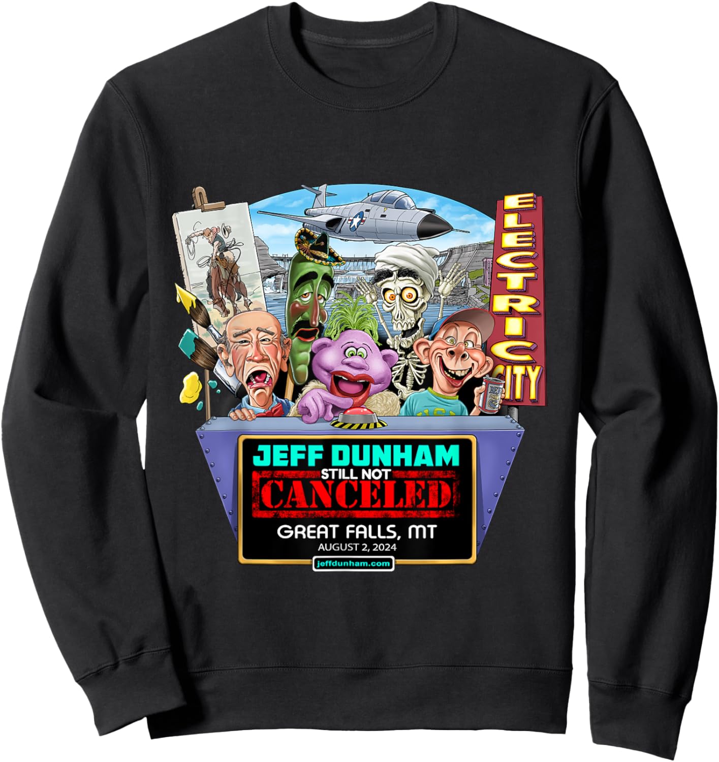 Jeff Dunham Great Falls, MT (2024) Sweatshirt - Sweatshirt | Black