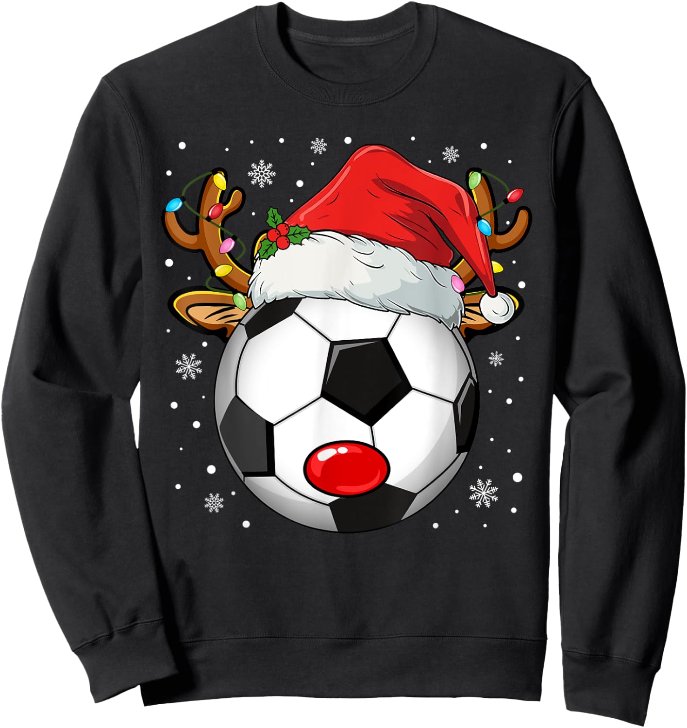 Christmas Reindeer Face Soccer Christmas Men Women Kid Sweatshirt - Sweatshirt | Black