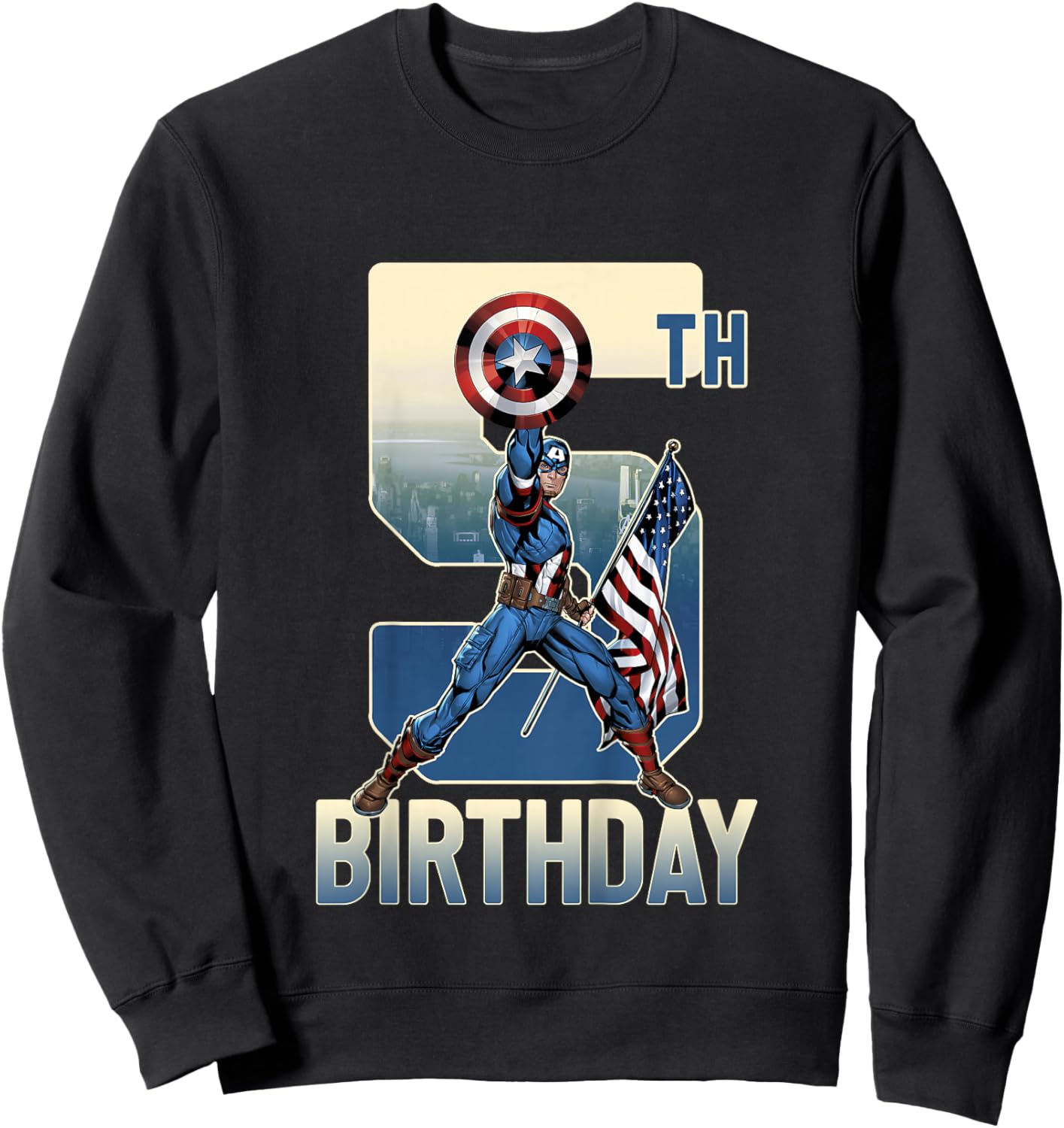 Kids Marvel Avengers Classic Captain America Epic 5th Birthday Sweatshirt - Sweatshirt | Black