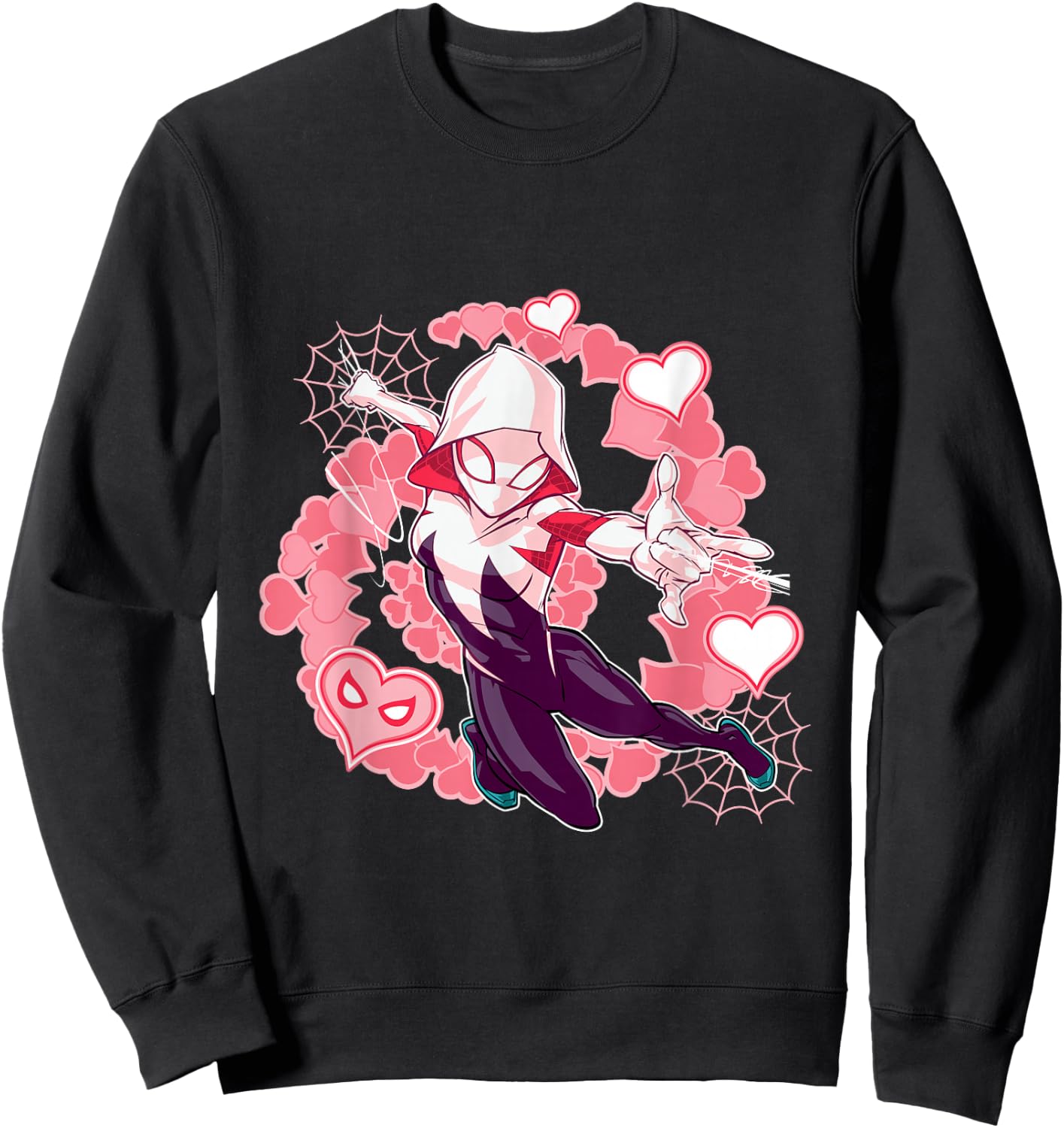 Marvel Spider-Man Into The Spider-Verse Gwen Stacy Hearts Sweatshirt - Sweatshirt | Black