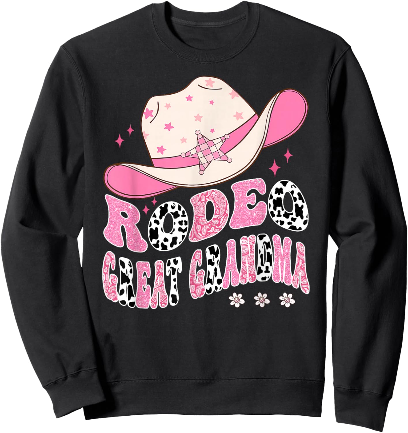 Rodeo Great Grandma Pink CowGirl 1St Birthday Family Sweatshirt - Sweatshirt | Black