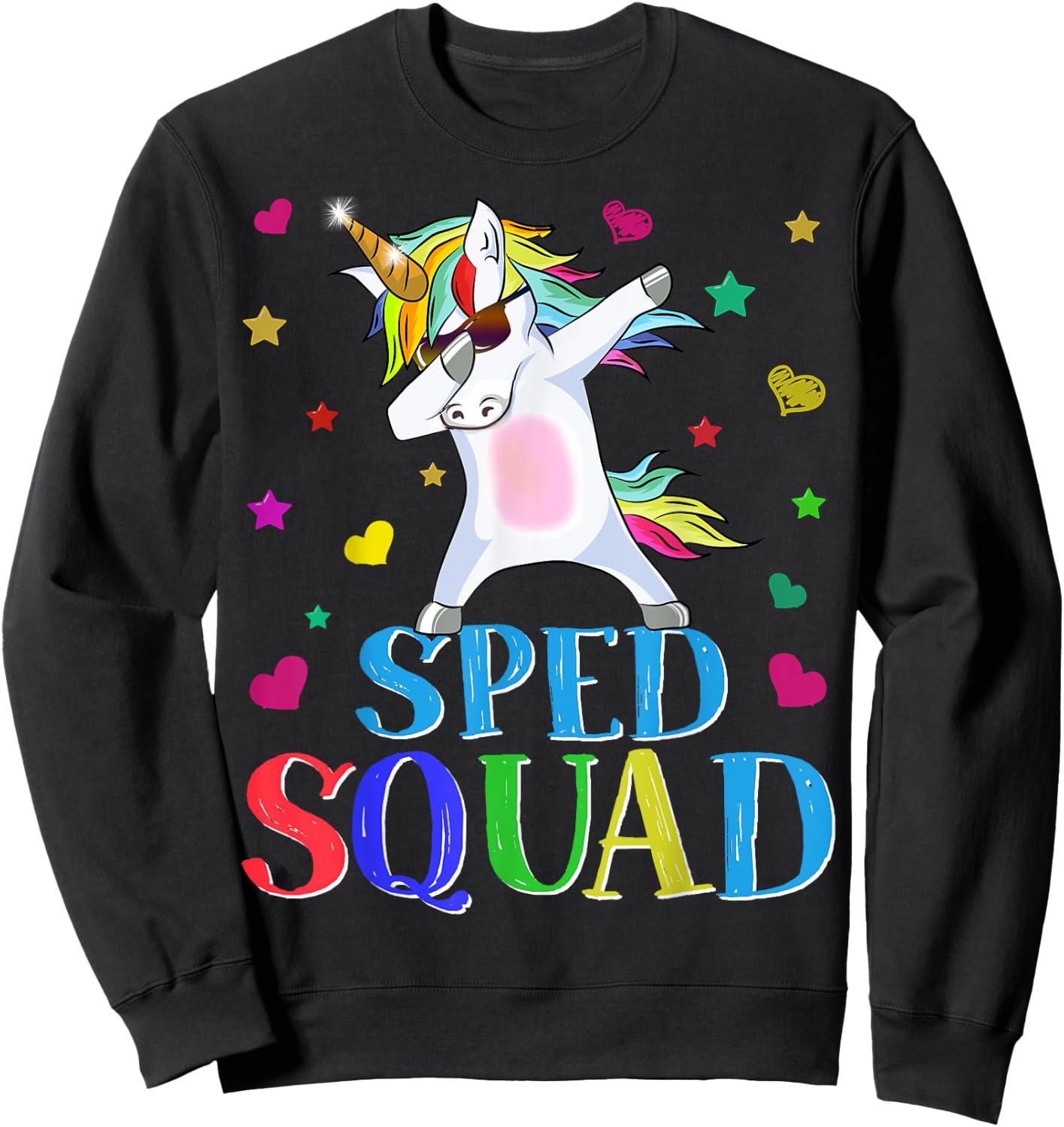 SPED Squad Special Education Unicorn Dab Teacher Gifts Women Girls Kids Sweatshirt - Sweatshirt | Black