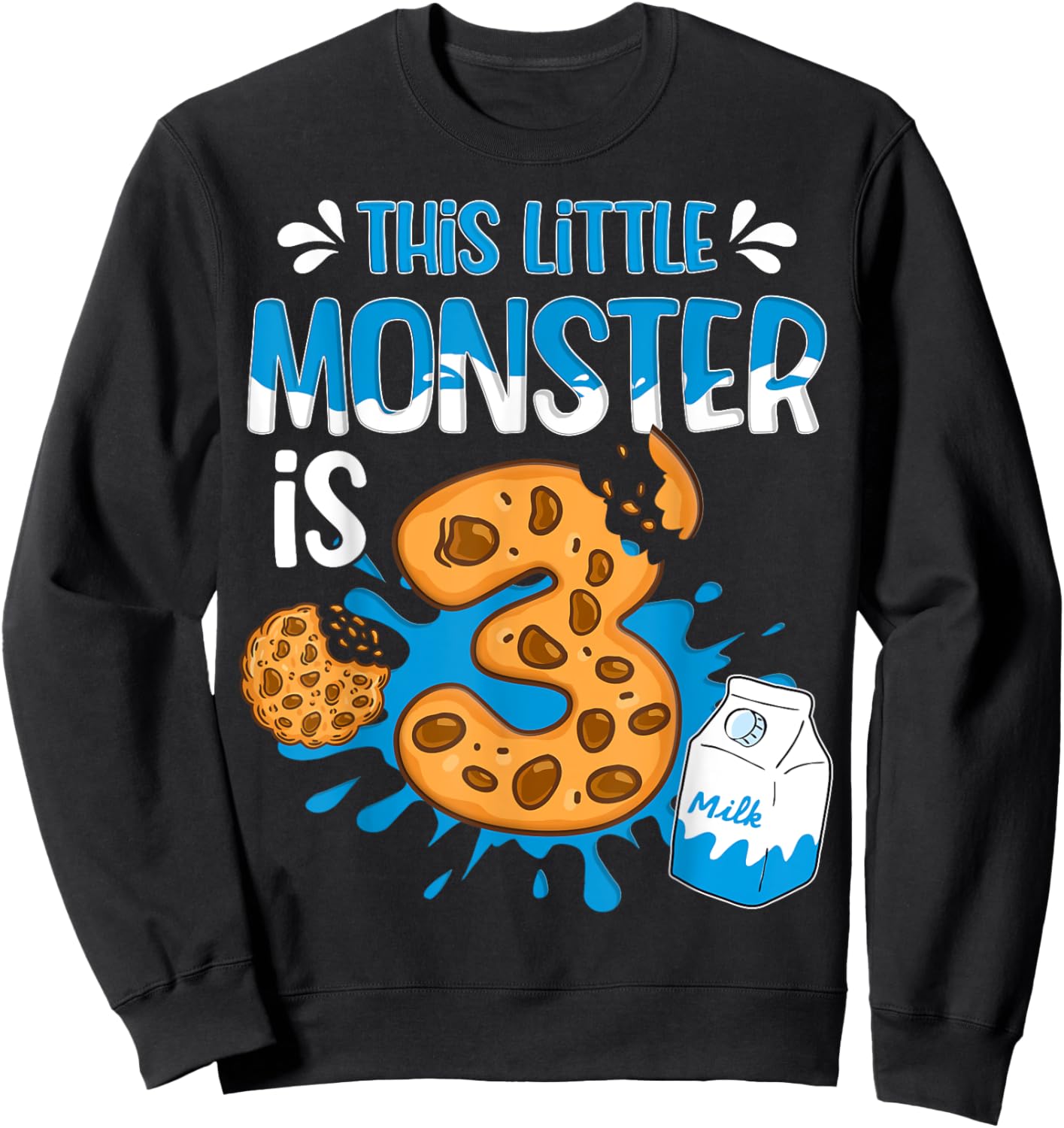 Milk and Cookies 3rd Birthday Boy Girl Third Birthday Family Sweatshirt - Sweatshirt | Black