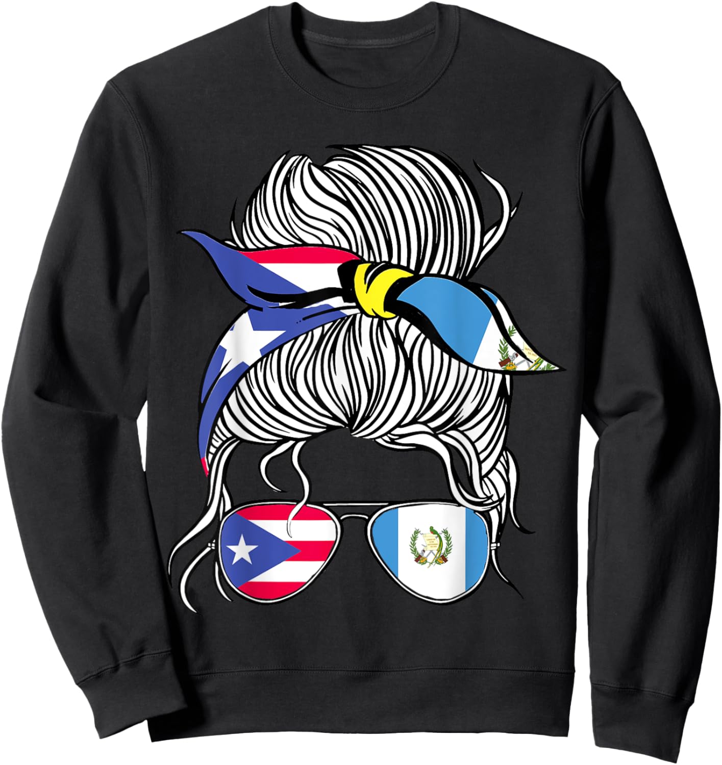Puerto Rico Flag Guatemala Grown Women Girl Country Sweatshirt - Sweatshirt | Black