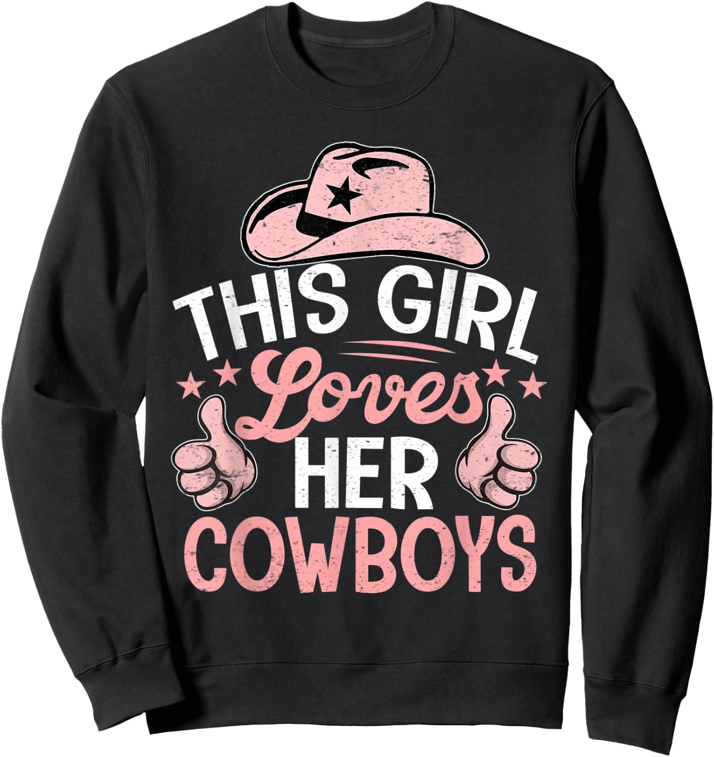 This Girl Loves Her Cowboys Cute Football Cowgirl Sweatshirt - Sweatshirt | Black