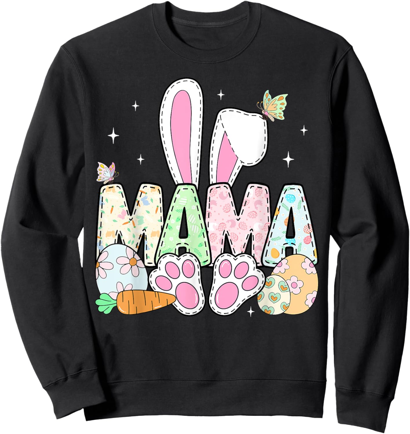 Easter Bunny Mama Spring Eggs Hunting Family Matching Easter Sweatshirt - Sweatshirt | Black
