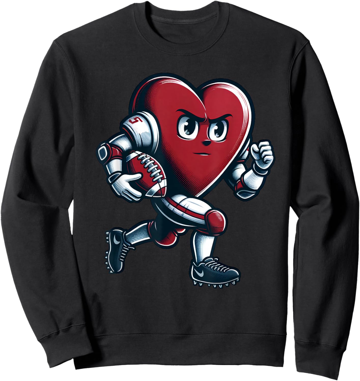 Valentine's Day Heart Football Player Team Sports Sweatshirt - Sweatshirt | Black