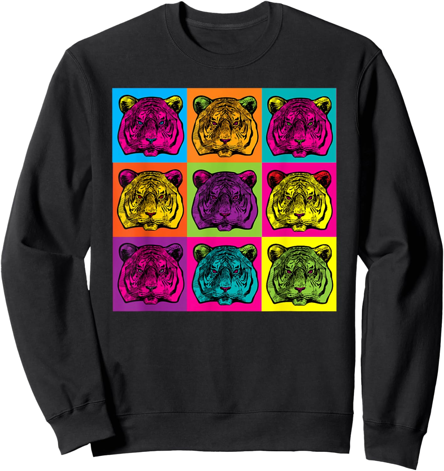 Pop Art Bengal Tiger Colourful Artistic Artist Gifts Sweatshirt - Sweatshirt | Black
