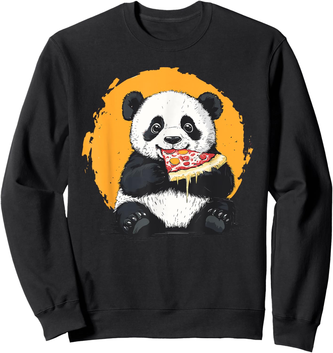 Panda eating pizza illustration for kids Sweatshirt - Sweatshirt | Black
