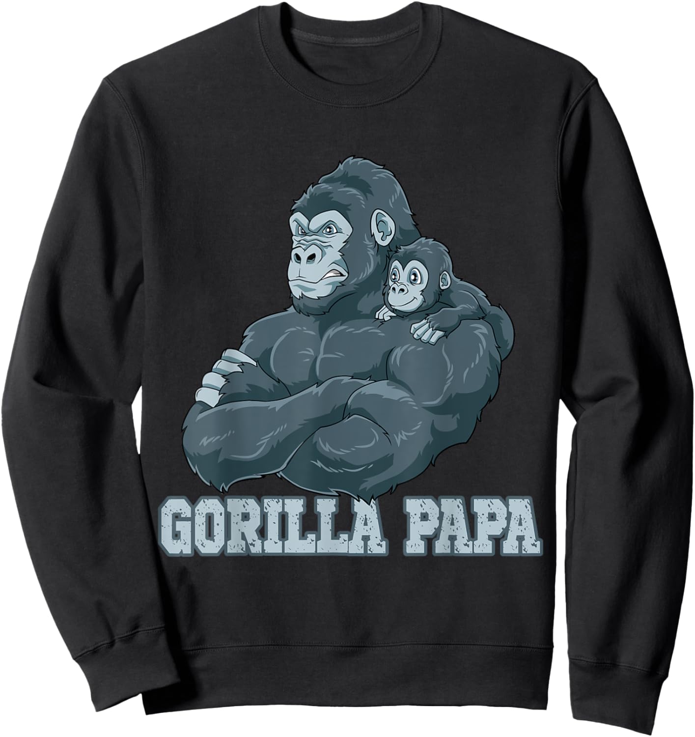 Gorilla Papa Vater und Baby Papa Father's Day Sweatshirt - Sweatshirt | Black