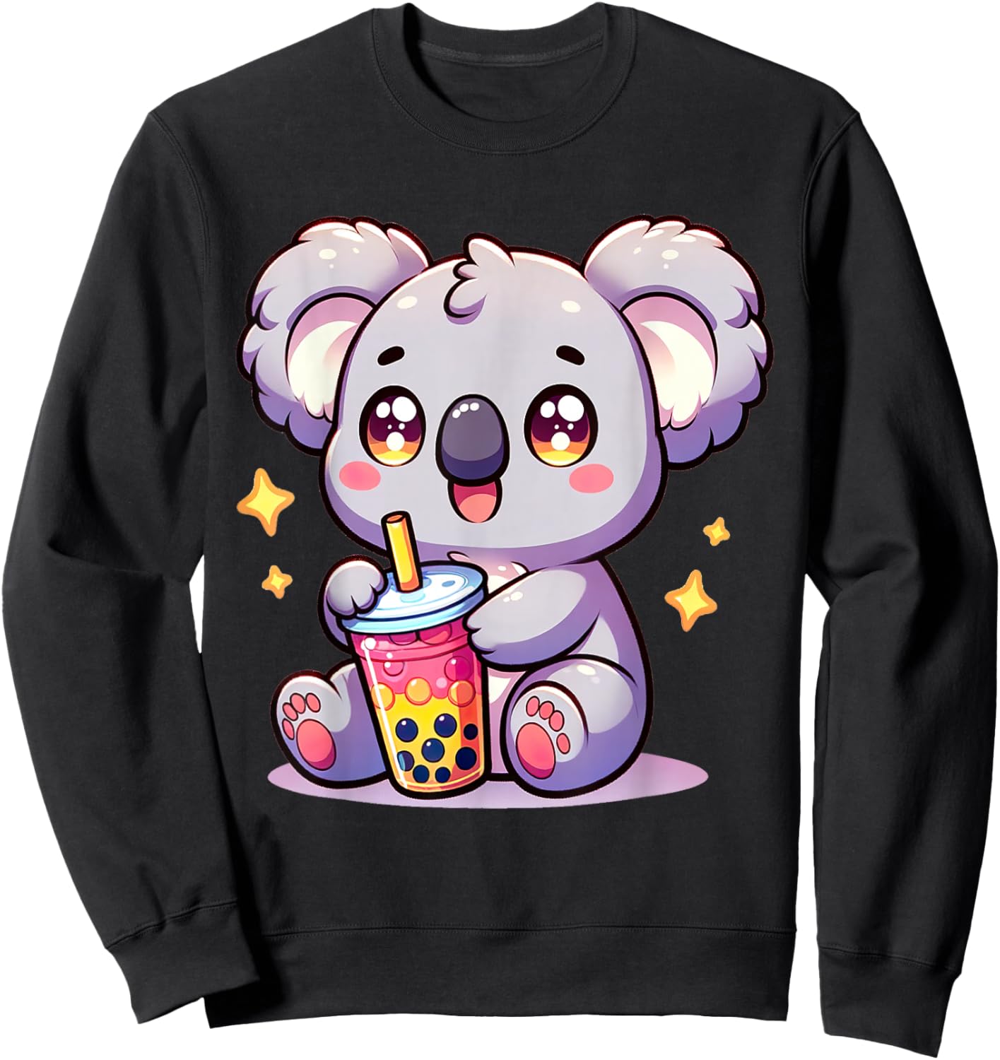 Koala Kawaii Bubble Tea Boba Milk Cute Anime Sweatshirt - Sweatshirt | Black