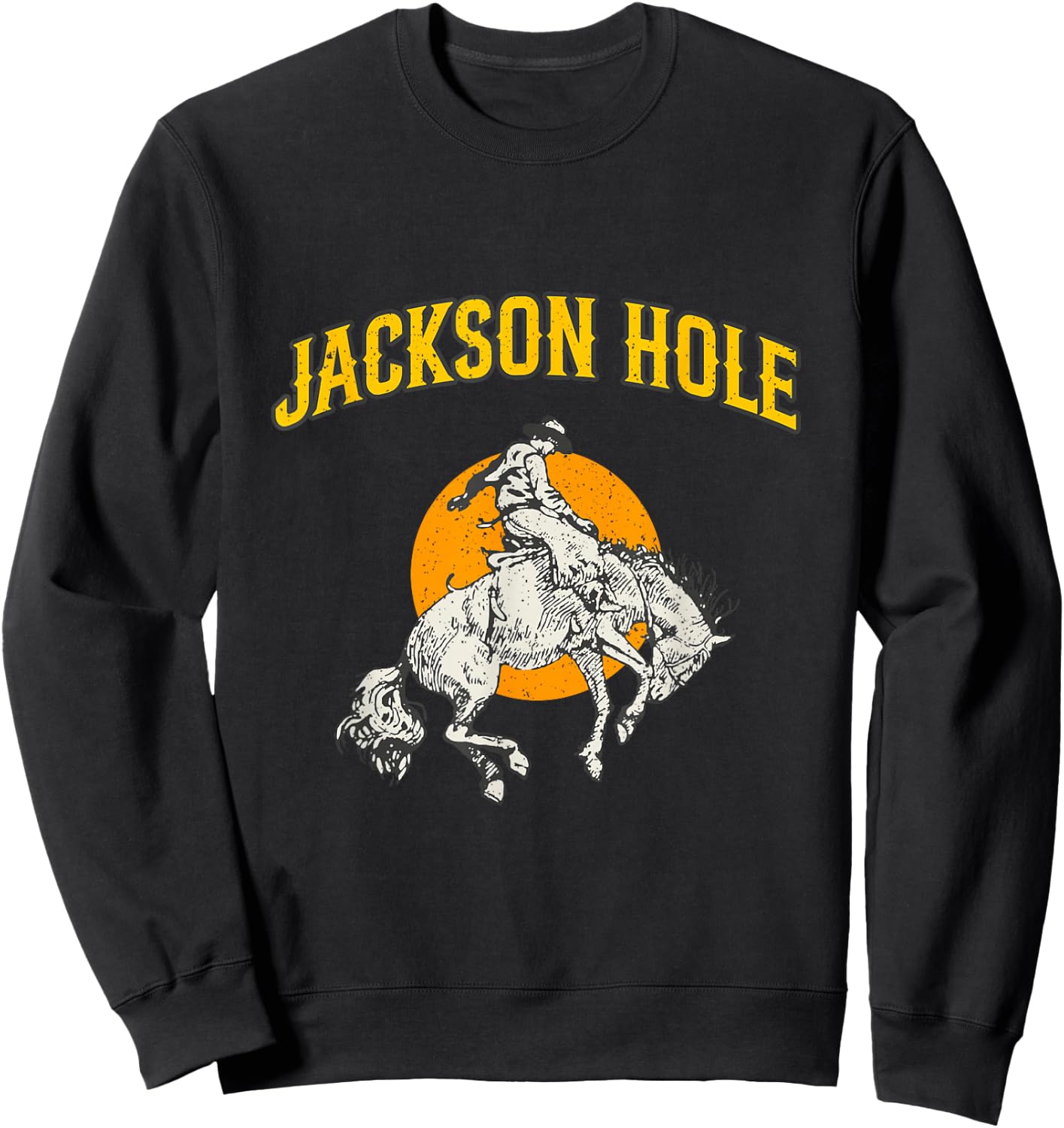 Rodeo Cowboy Riding A Bucking Horse Jackson Hole Wyoming Sweatshirt - Sweatshirt | Black