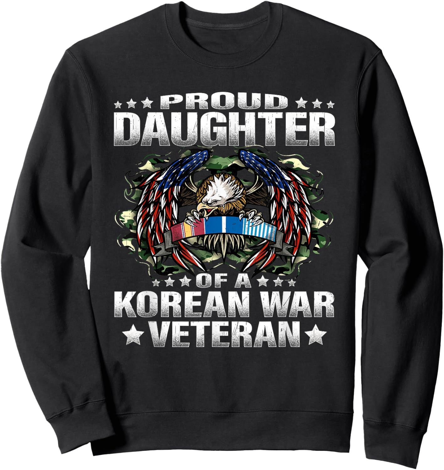 Proud Daughter Of A Korean War Veteran Military Vet's Child Sweatshirt - Sweatshirt | Black