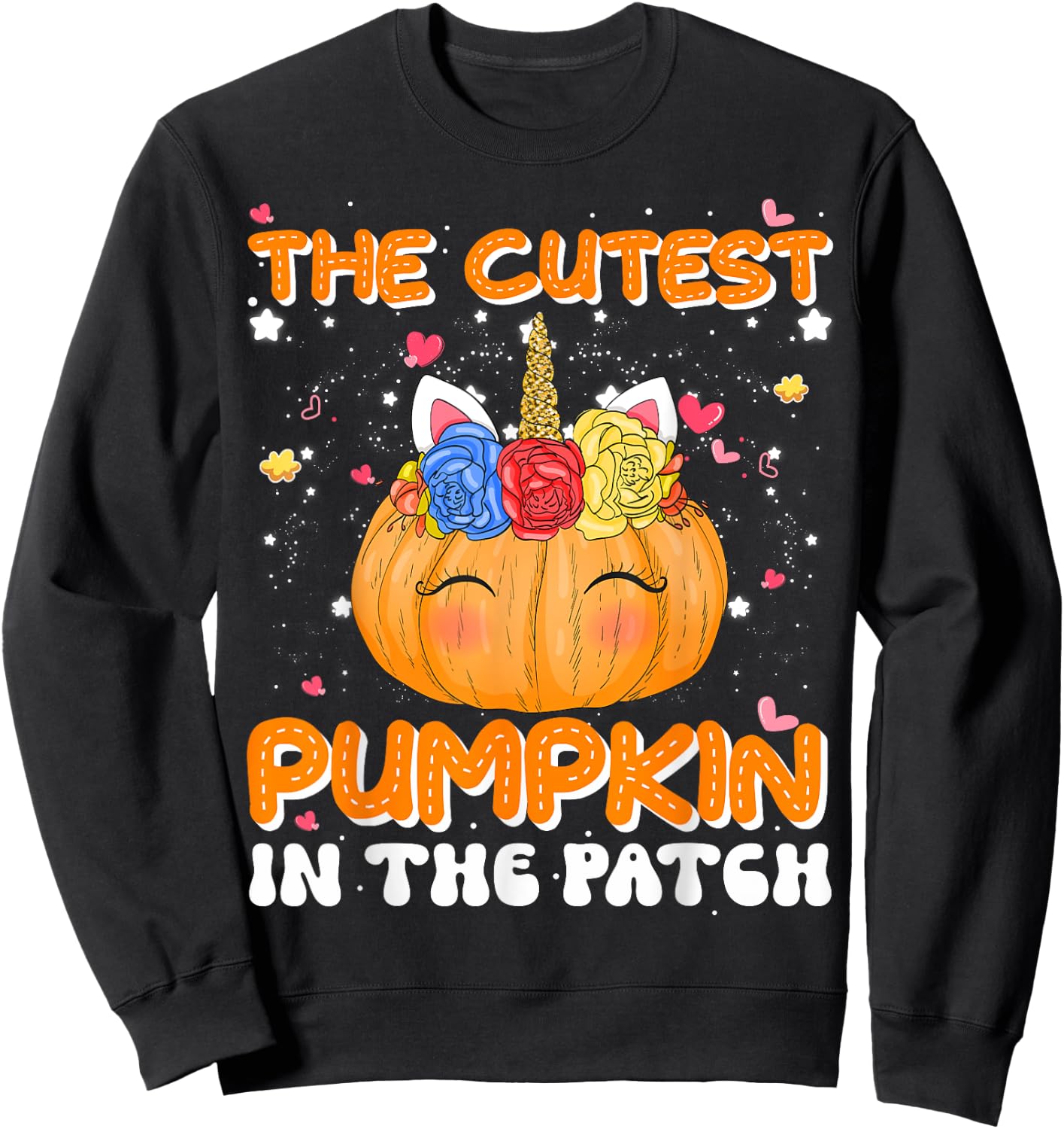 The Cutest Pumpkin In The Patch Unicorn Pumpkin Halloween Sweatshirt - Sweatshirt | Black