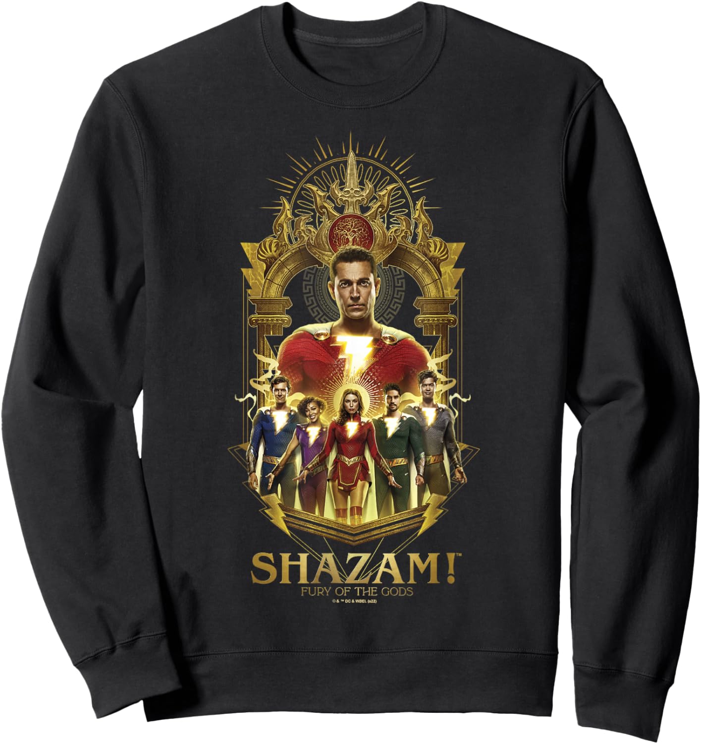 Shazam! Fury of the Gods Gold Champion Arched Family Group Sweatshirt - Sweatshirt | Black