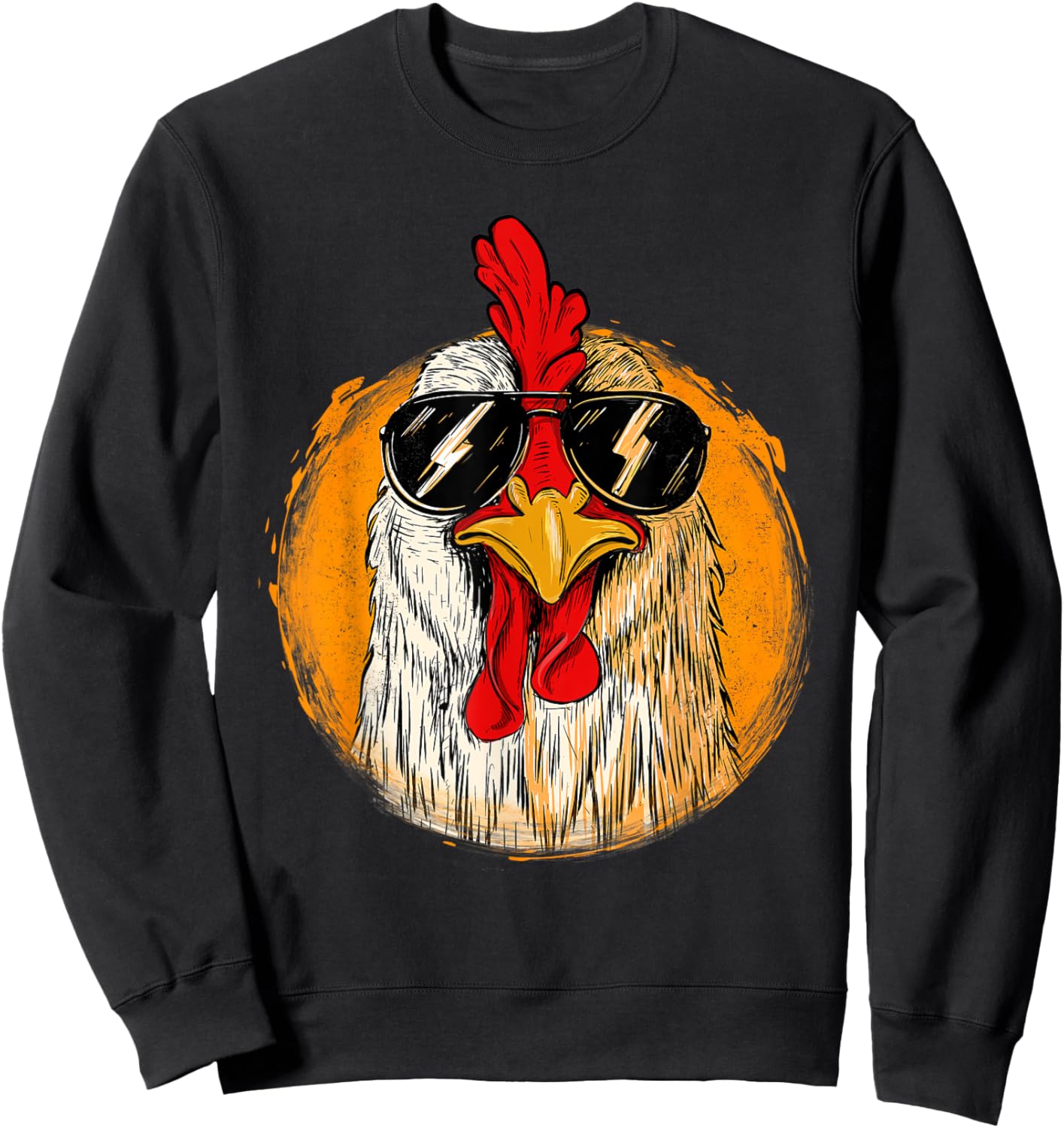 Hipster Chicken With Sunglasses - Retro Vintage Farm Rancher Sweatshirt - Sweatshirt | Black