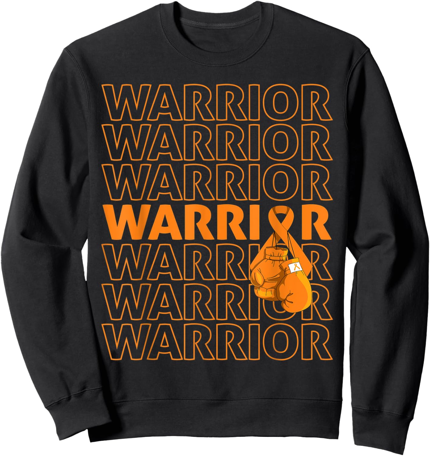 Leukemia Awareness Warrior Orange Ribbon Boxing Gloves Sweatshirt - Sweatshirt | Black