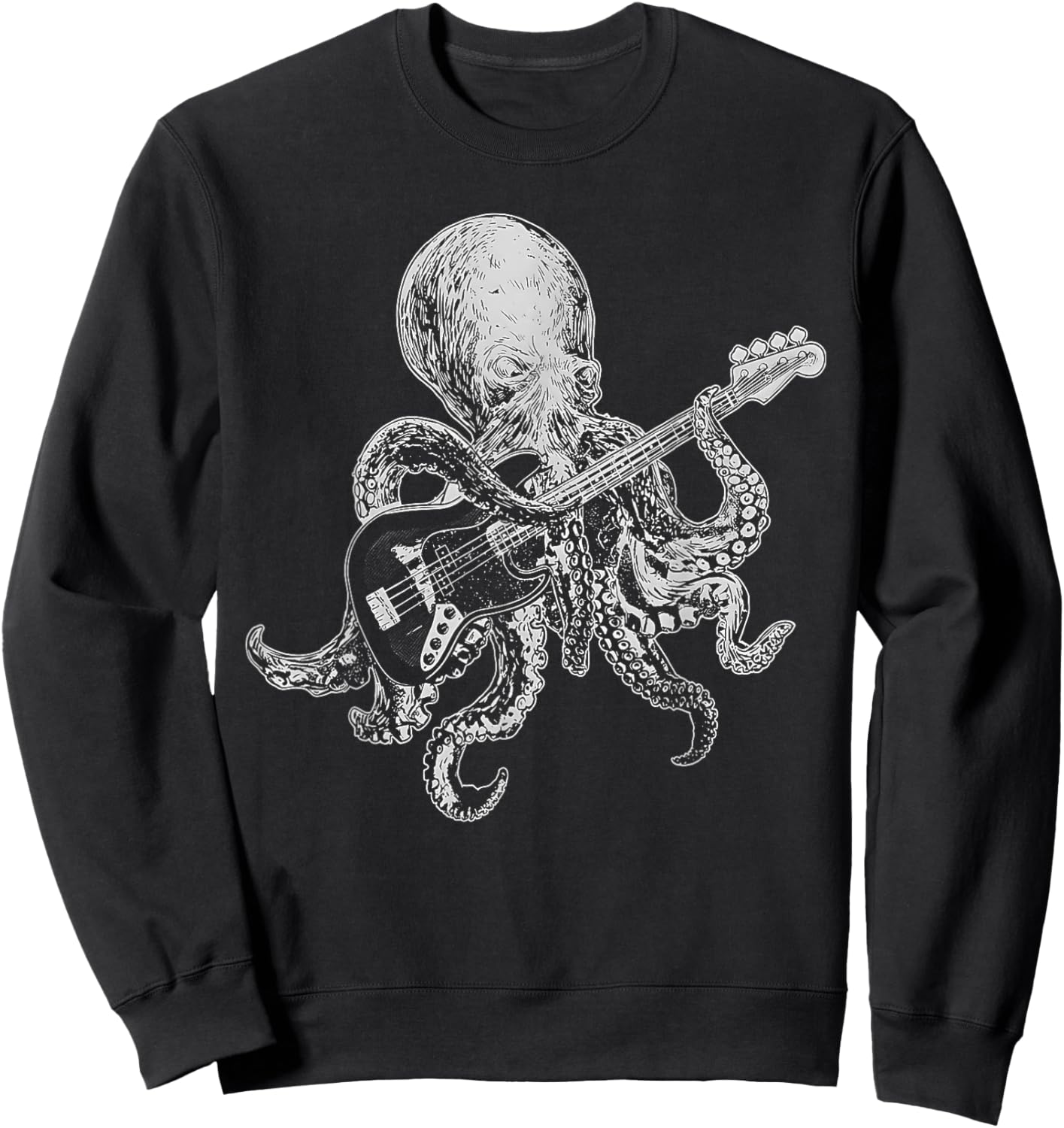 Octopus Playing Bass Guitar Shirt Dad Octopus Lover Sweatshirt - Sweatshirt | Black