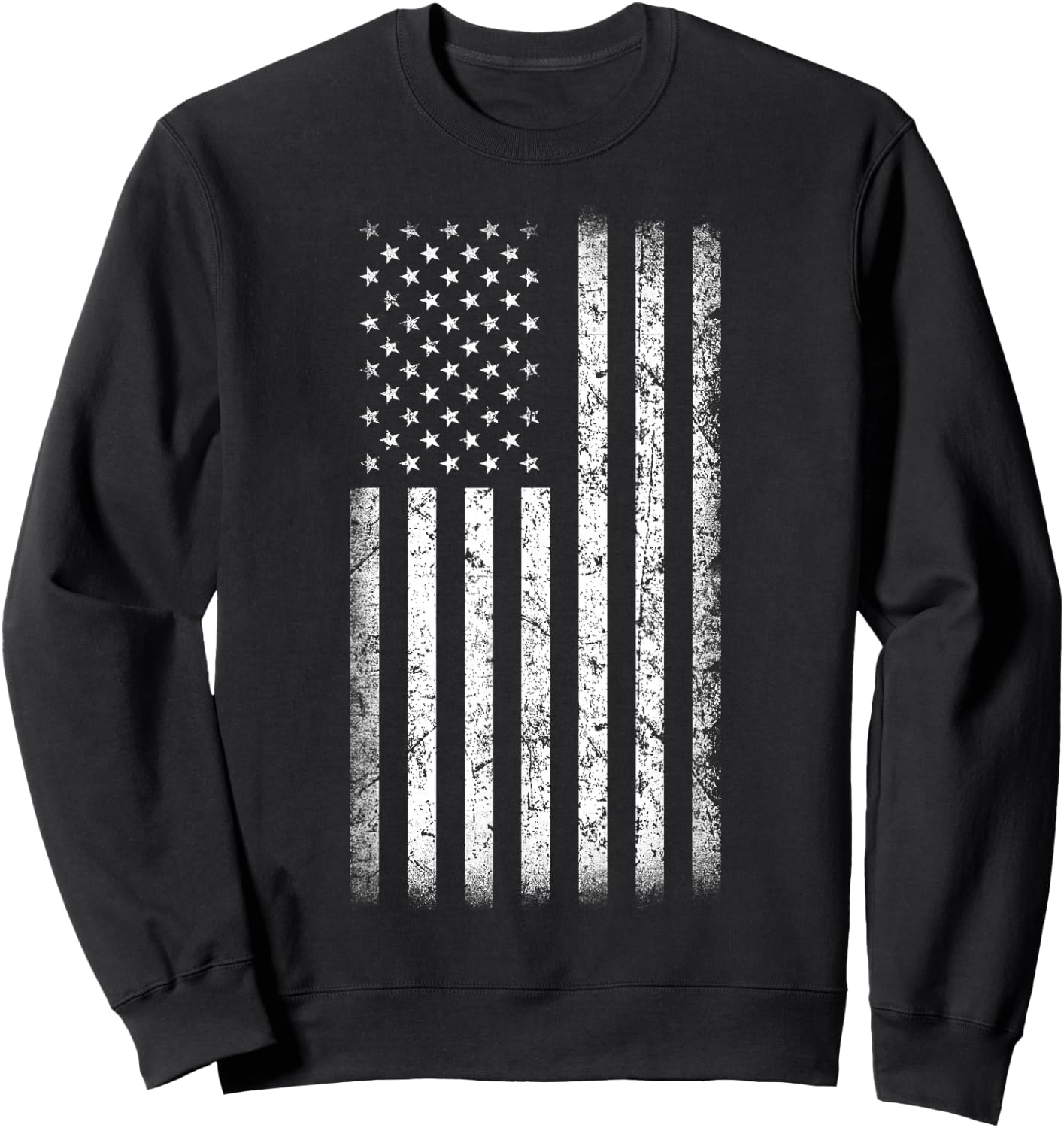 Black and White American Flag Vintage Style Sweatshirt - Sweatshirt | Black