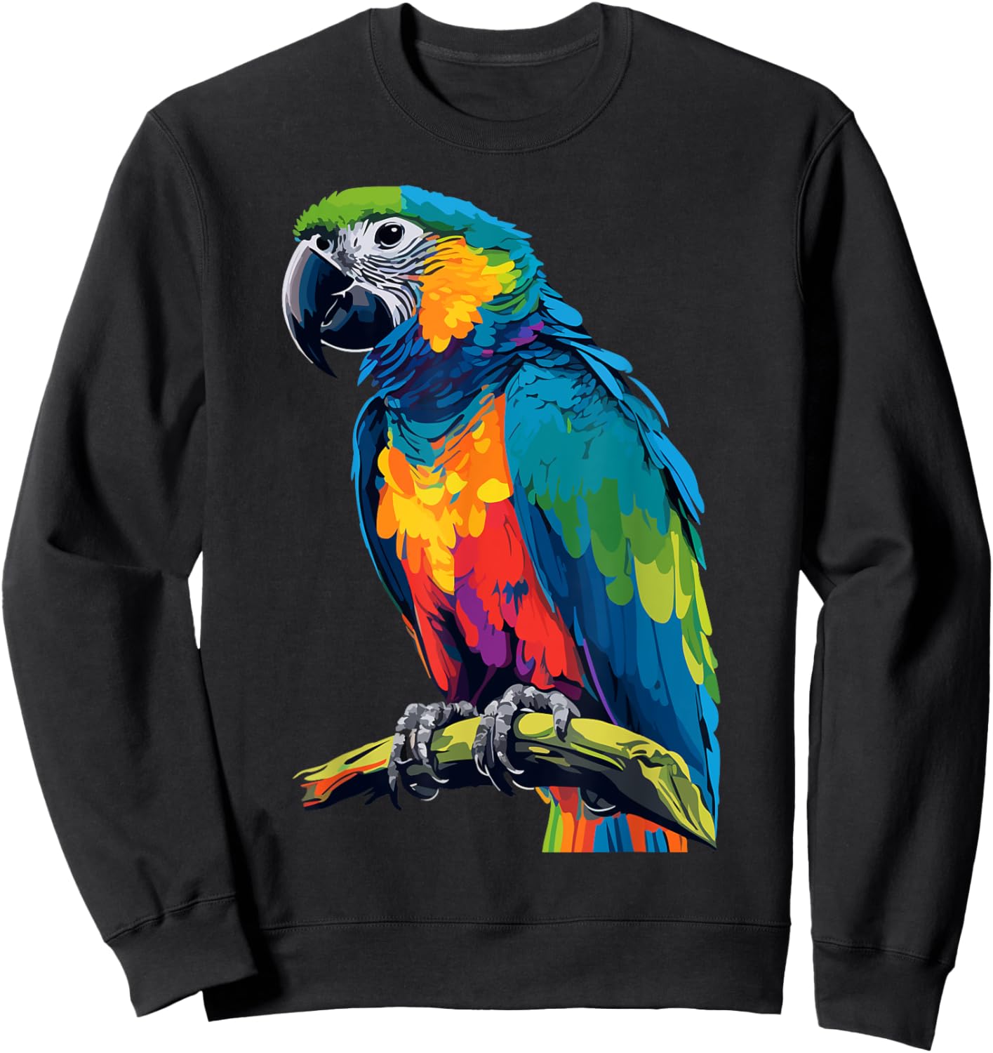 Colorful Parrot Sweatshirt - Sweatshirt | Black