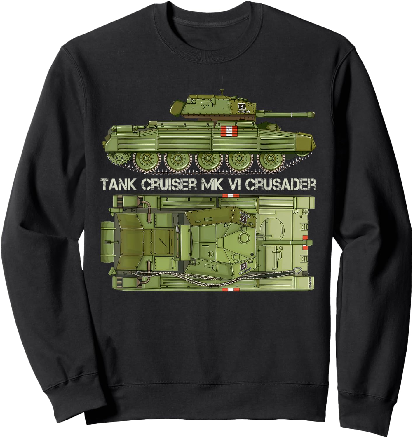 Tank Cruiser Mk VI Crusader British WW2 Diagram Sweatshirt - Sweatshirt | Black