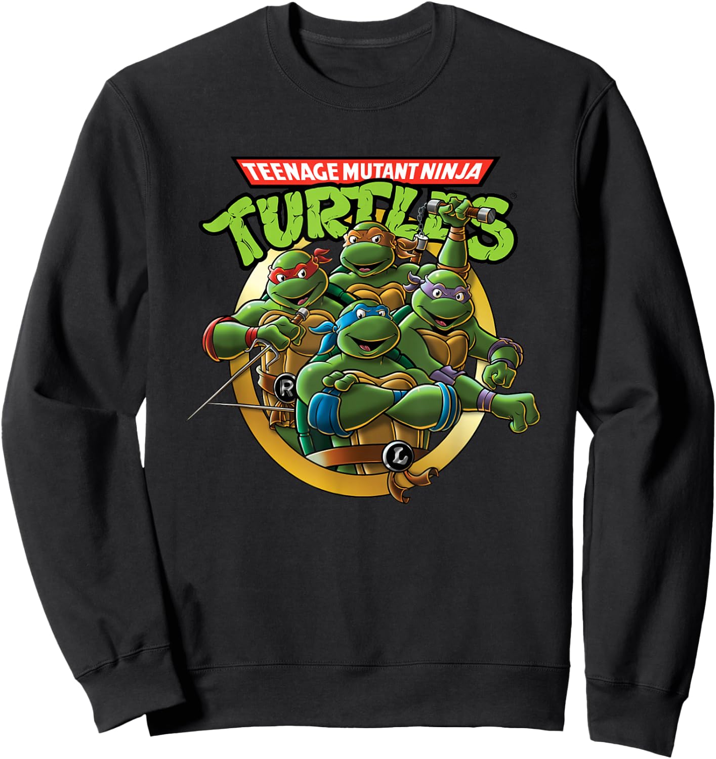 Classic Teenage Mutant Ninja Turtles Group And Logo Sweatshirt - Sweatshirt | Black