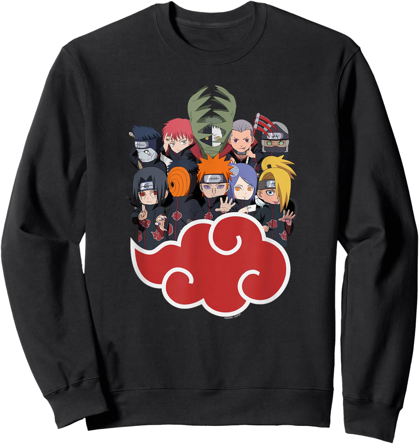 Naruto Shippuden Akasuki Group SD Sweatshirt - Sweatshirt | Black