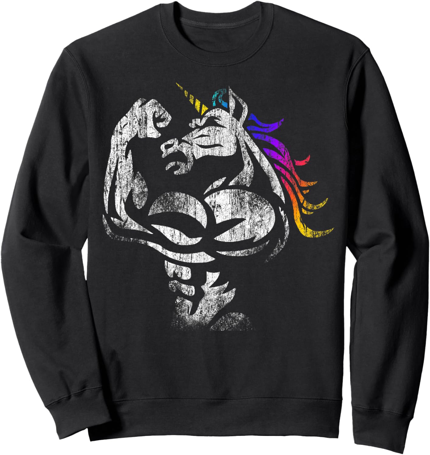 Muscle Unicorn Workout Fathers Day Gift Weightlifting Gym Sweatshirt - Sweatshirt | Black