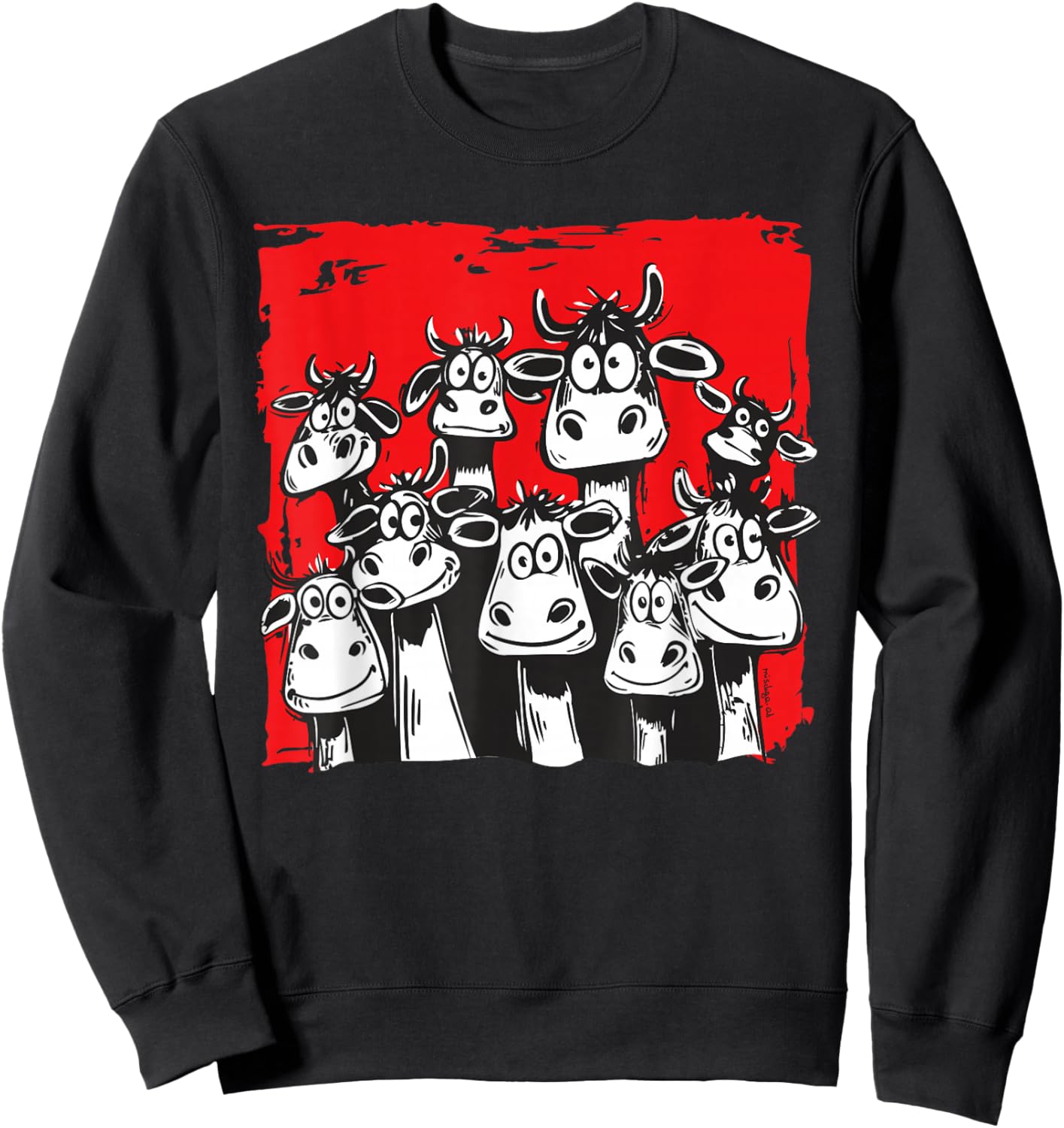 Kuhliebe Lustige Kuhillustration Lustige Kuhgesichter Sweatshirt - Sweatshirt | Black