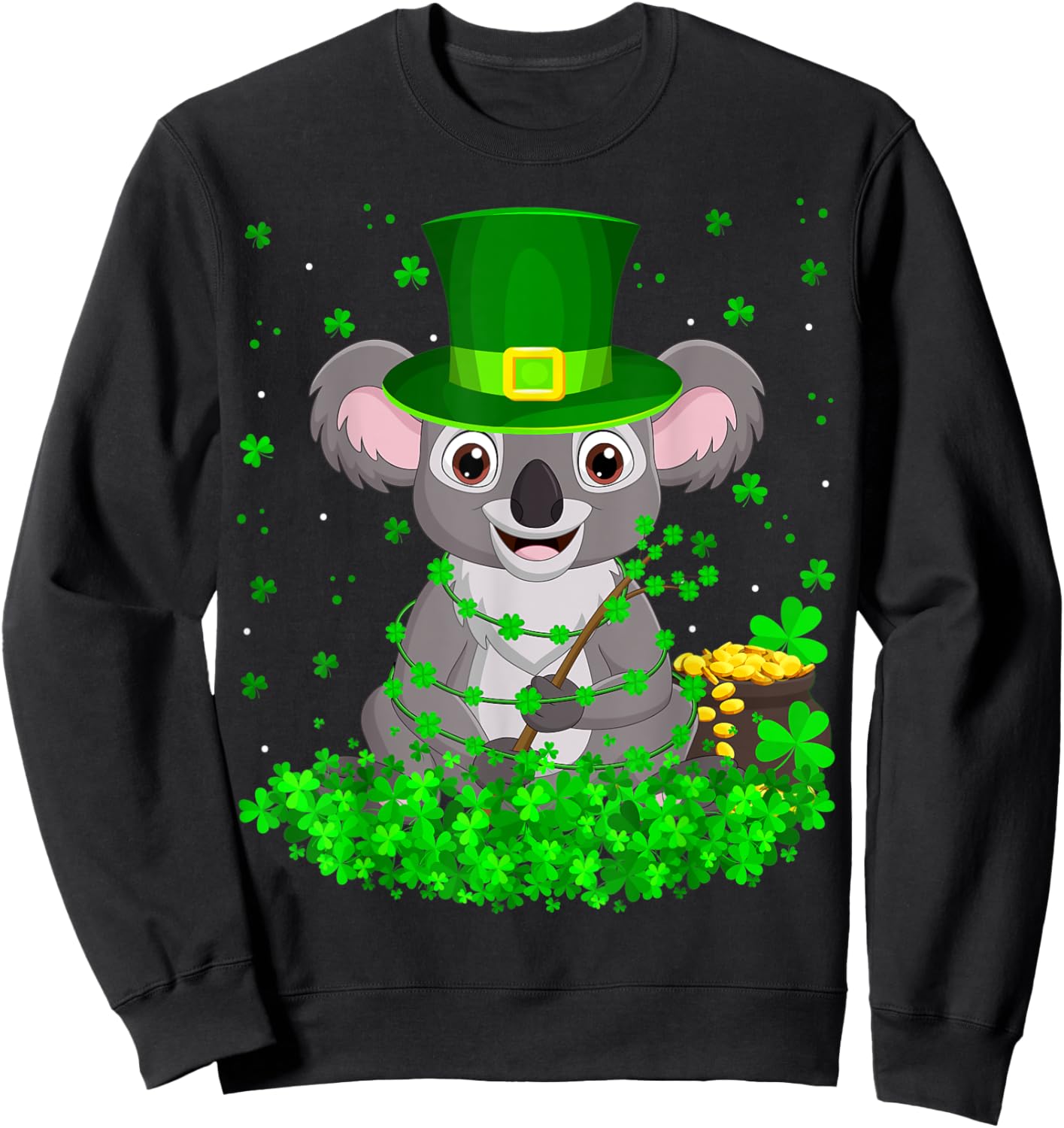 Irish Shamrock Leprechaun Koala St. Patrick's Day Sweatshirt - Sweatshirt | Black