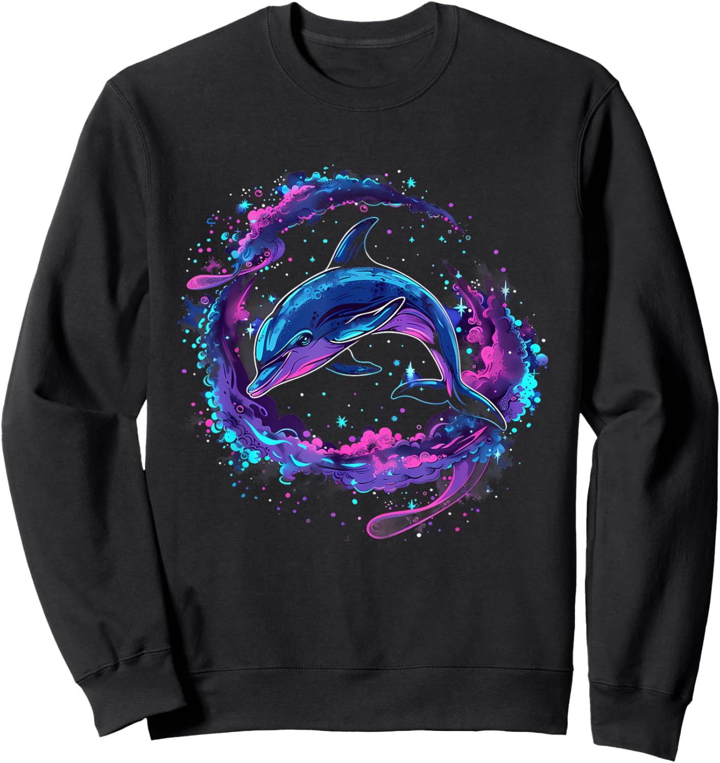 Dolphin Watercolor Sea Ocean Animal Ocean Sea Dolphin Sweatshirt - Sweatshirt | Black