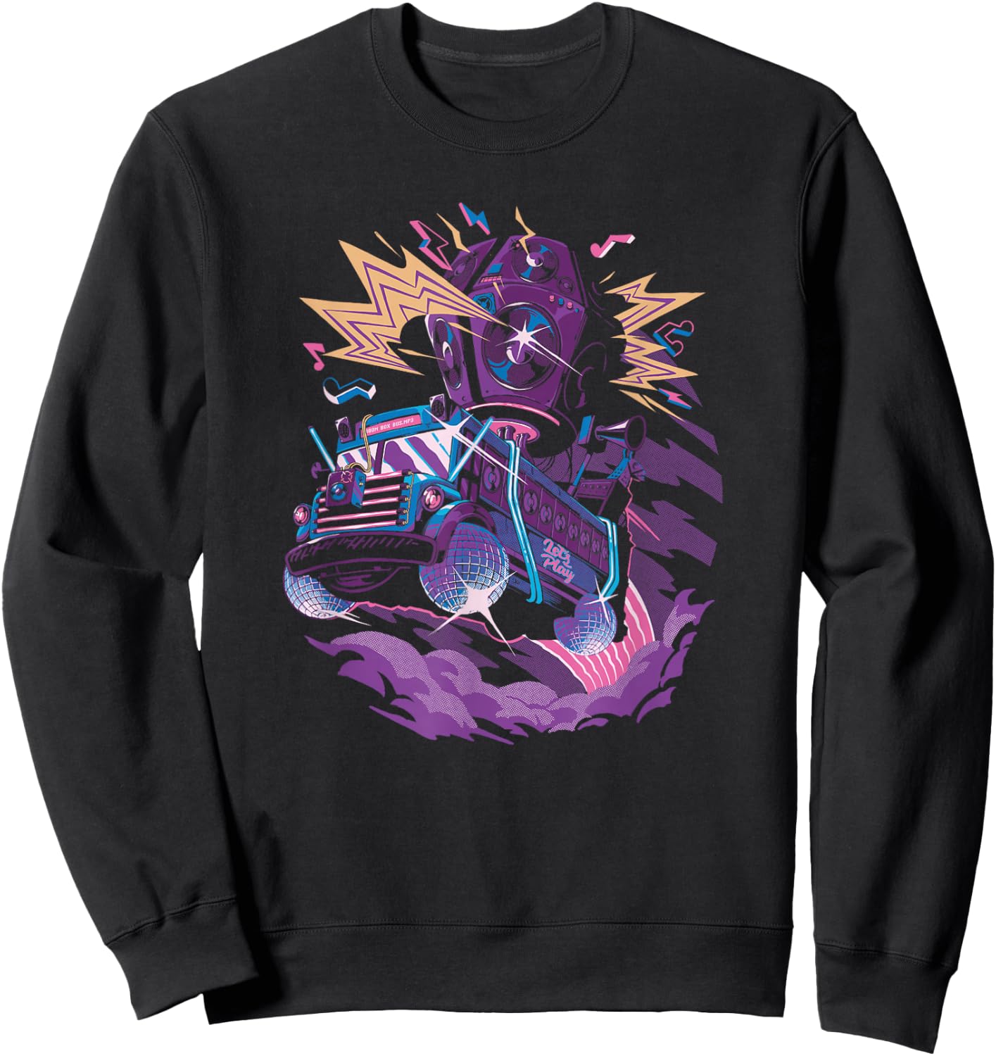 Fortnite Battle Bus Flying Retro Lightning Art Sweatshirt - Sweatshirt | Black