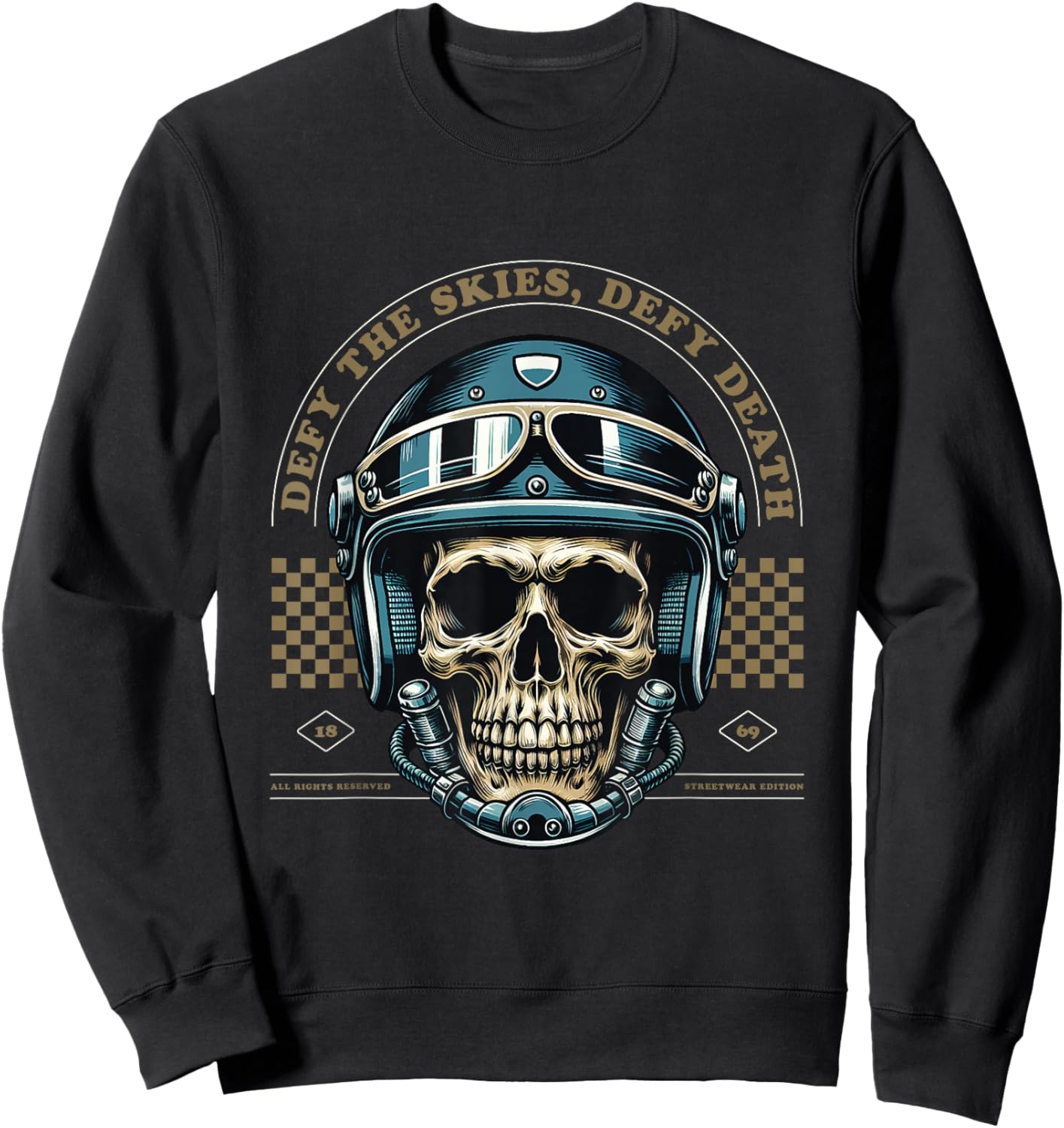 Skull with Helmet Sweatshirt - Sweatshirt | Black