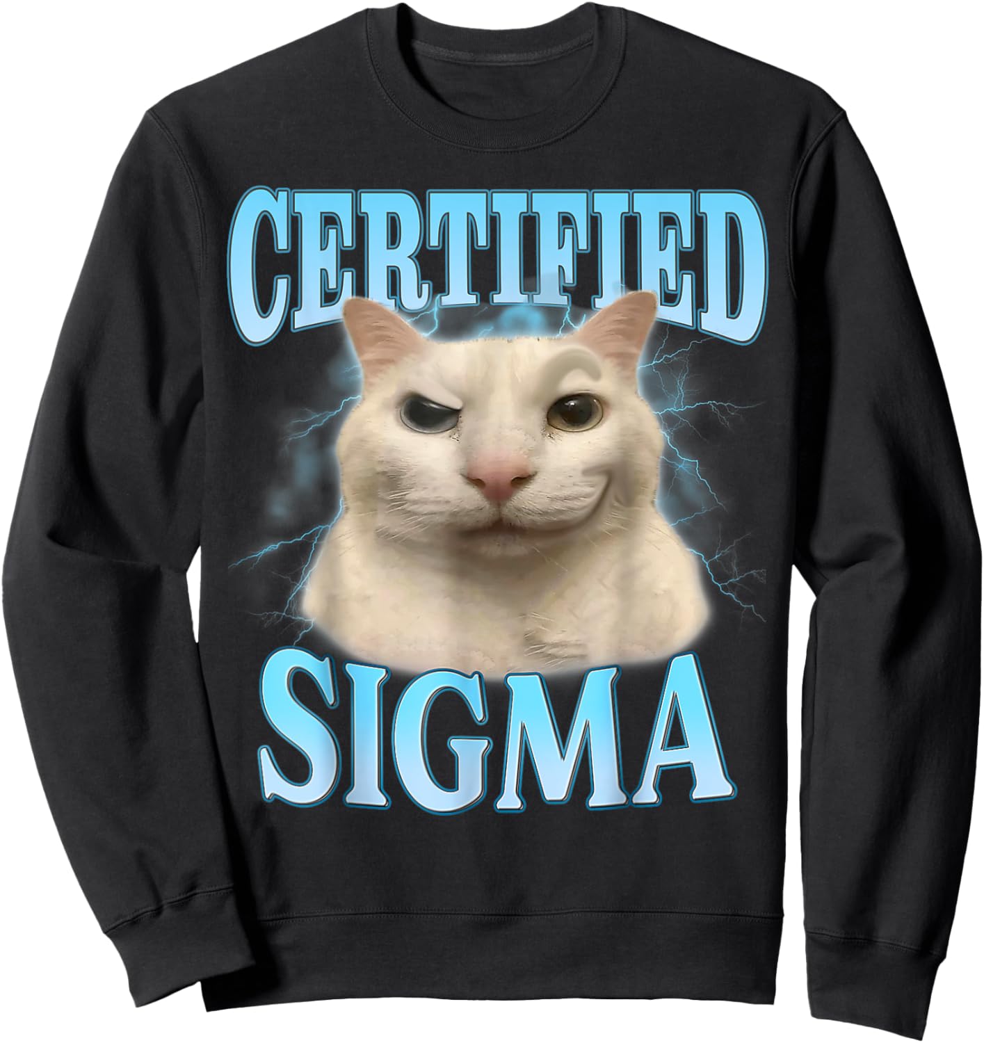 Certified Sigma Funny Cat Meme Humorous Joke Sarcastic Sweatshirt - Sweatshirt | Black