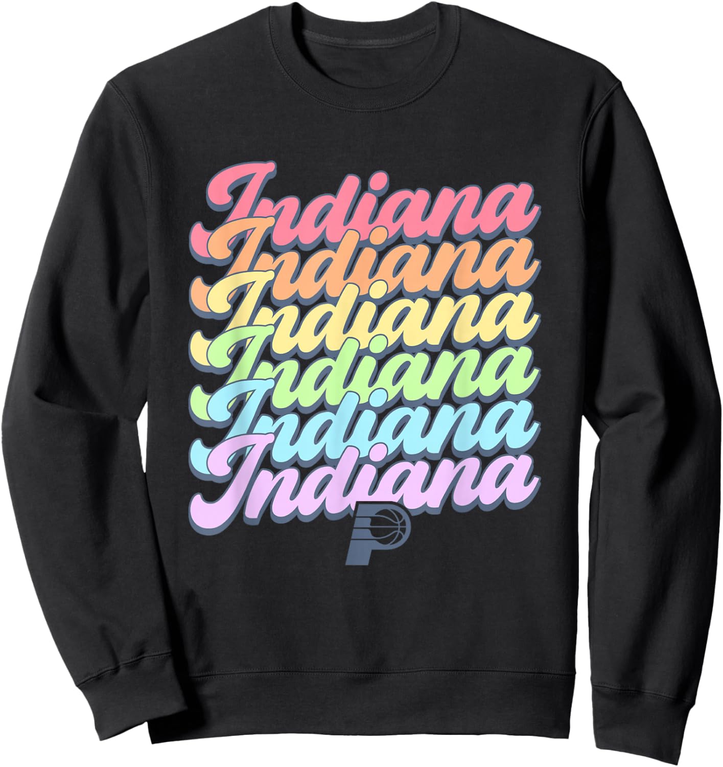 NBA Indiana Pacers Pastel Rainbow Pride Stack Sweatshirt - Sweatshirt | Black