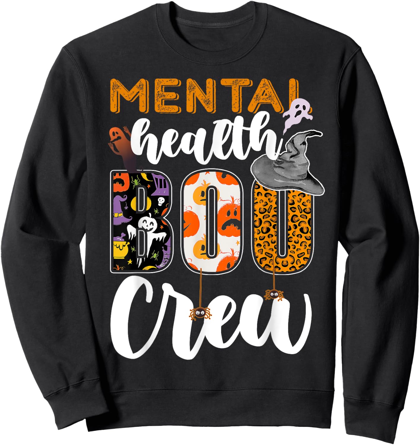 Mental Health Boo Crew Halloween Matching Counselor Sweatshirt - Sweatshirt | Black