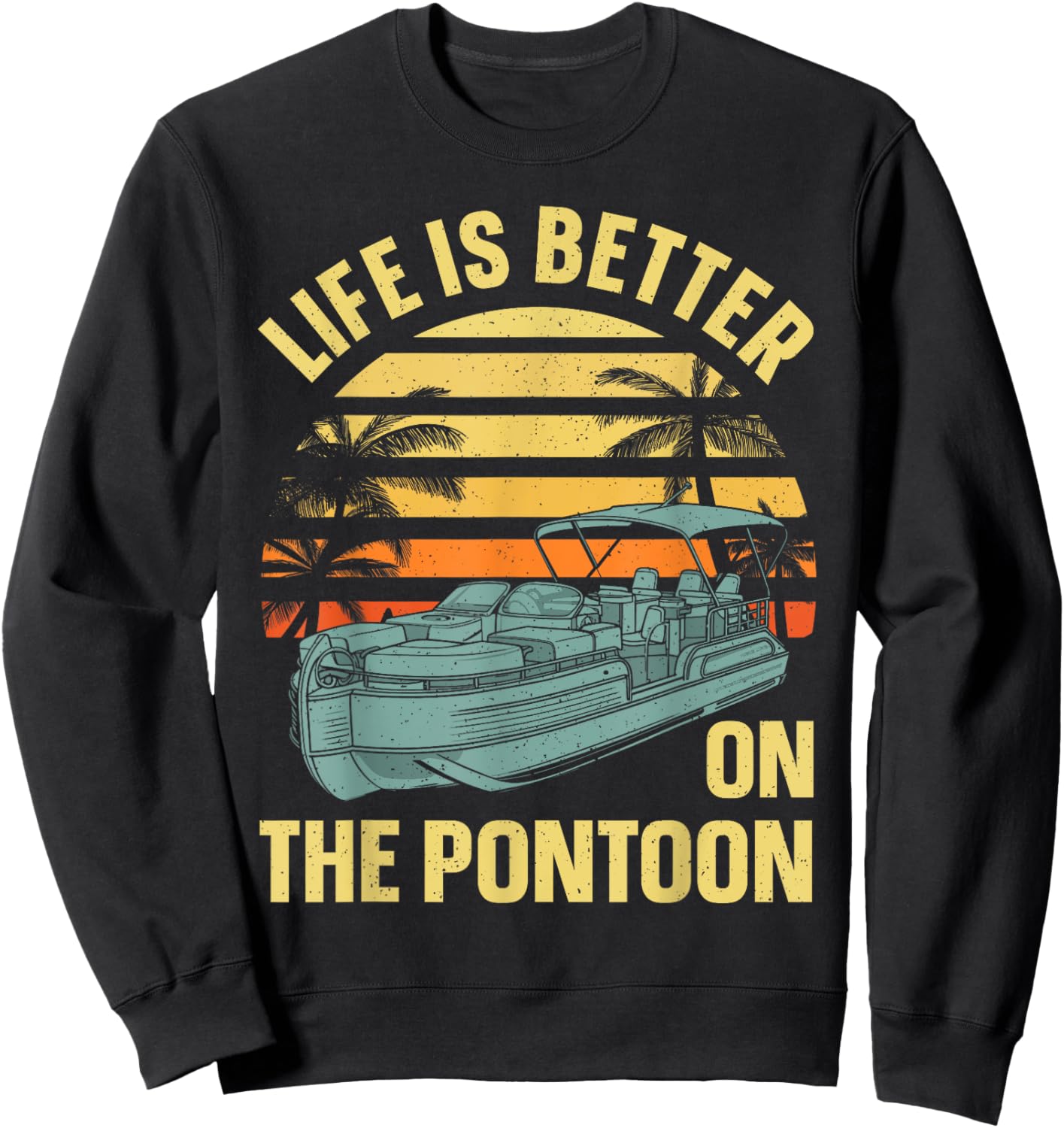 Funny Pontoon Boat Art Women Boating Pontoon Captain Sweatshirt - Sweatshirt | Black