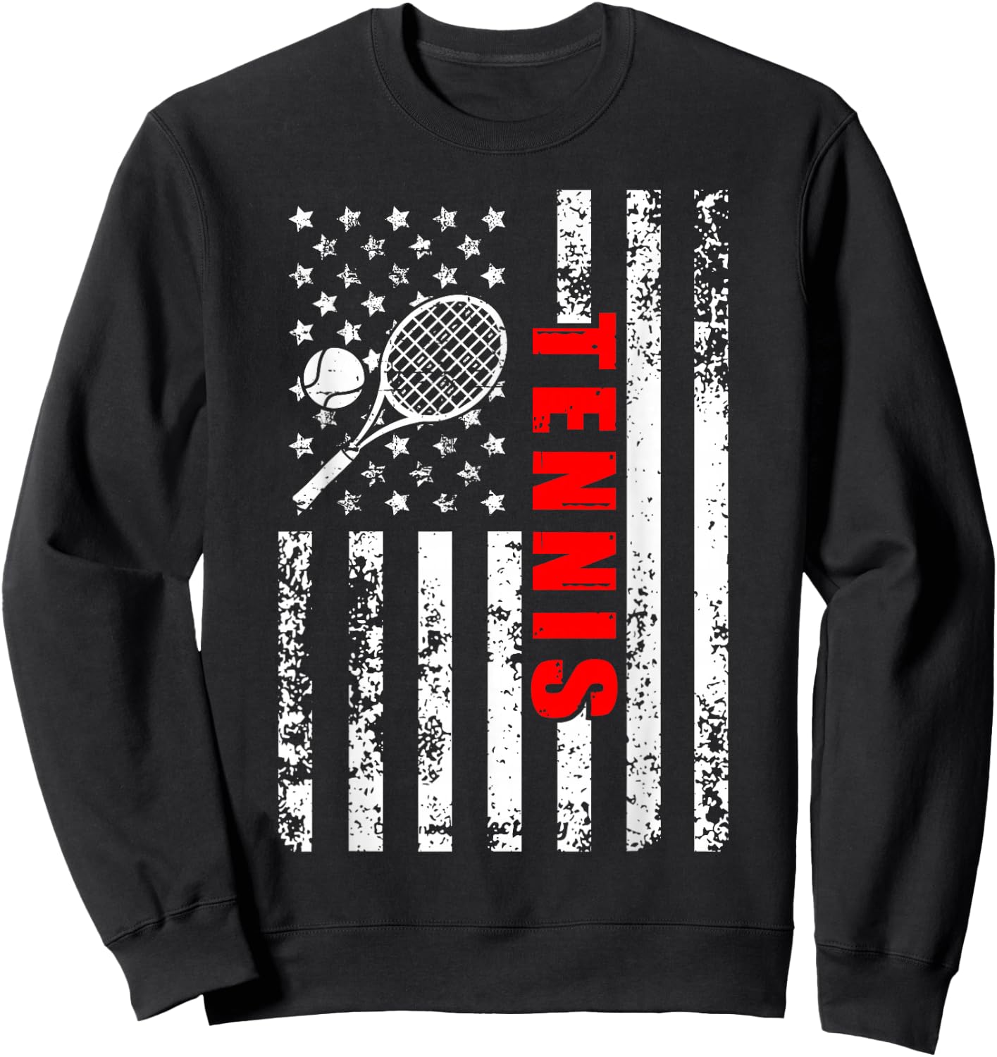 US American Flag Tennis Patriotic women kids Tennis Sweatshirt - Sweatshirt | Black