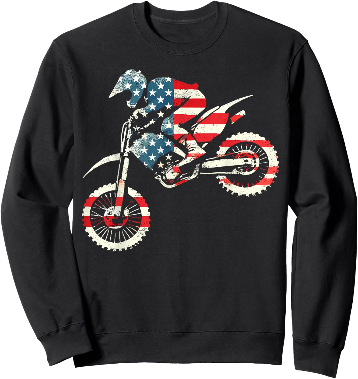 Dirt Bike American Flag Motocross Enduro Sweatshirt - Sweatshirt | Black