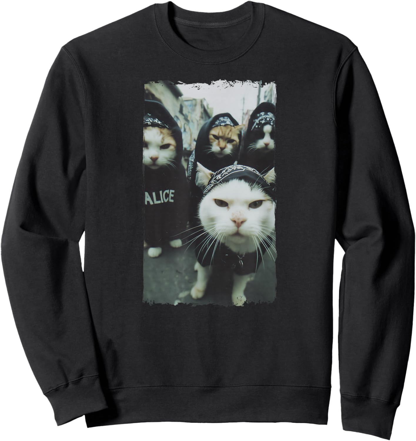 Gangster Katzen Streetwear Cooles Katzenmotiv Lustig Sweatshirt - Sweatshirt | Black