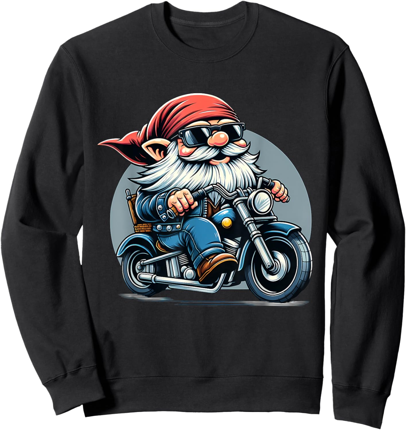 Biker Gnome Riding Motorbike Sweatshirt - Sweatshirt | Black